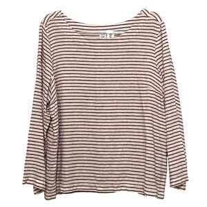 Artisan NY Linen Pullover Top XL Striped Peasant Cottagecore Sailor Coastal